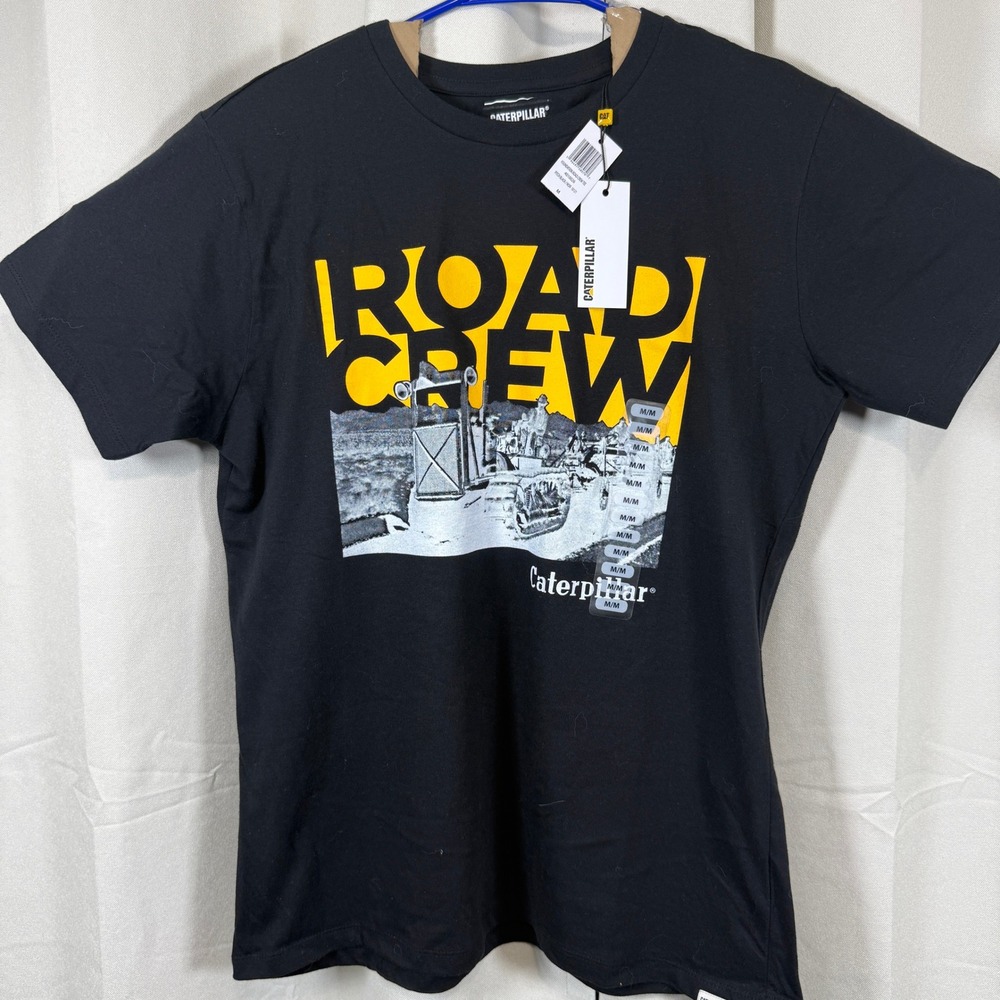 CAT T-Shirt Mens Medium Black‎ Short Sleeve Road Crew New